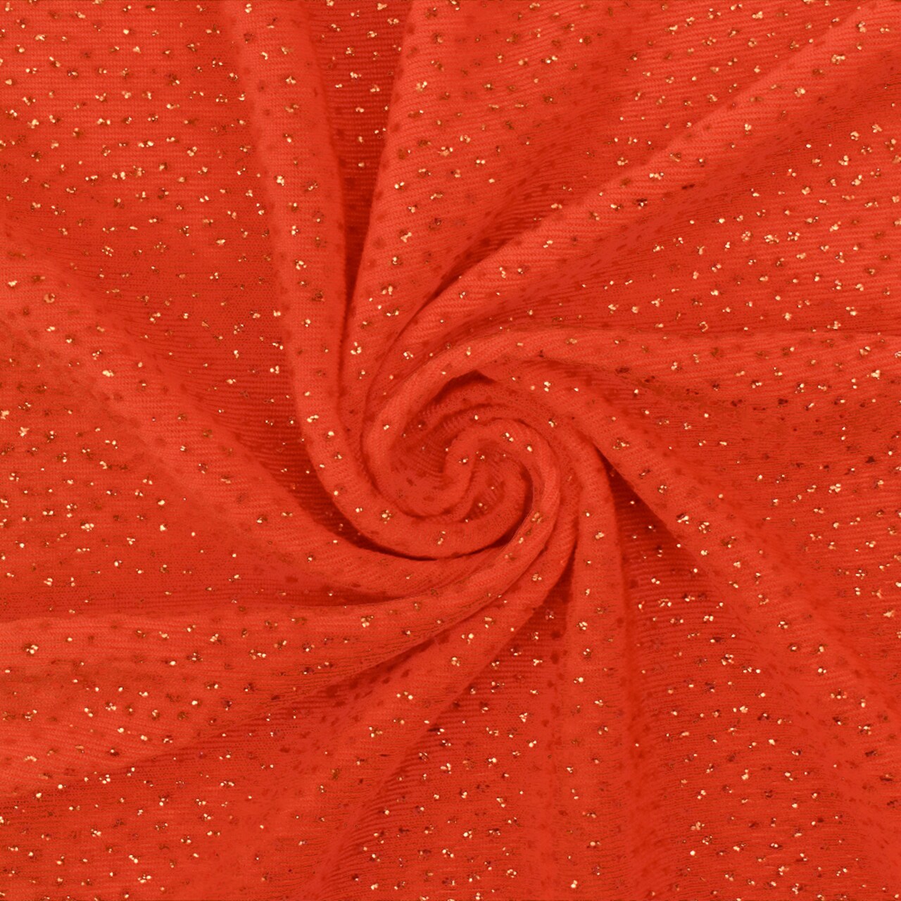 Intense Orange Sparkle Metallic Glitter Stretch Slinky Knit Fabric By the Yard